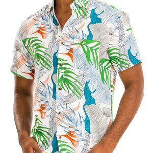 ✨NWT WEIV Men's Full Size Hawaiian Print‎ Button Down Shirt Plus Size